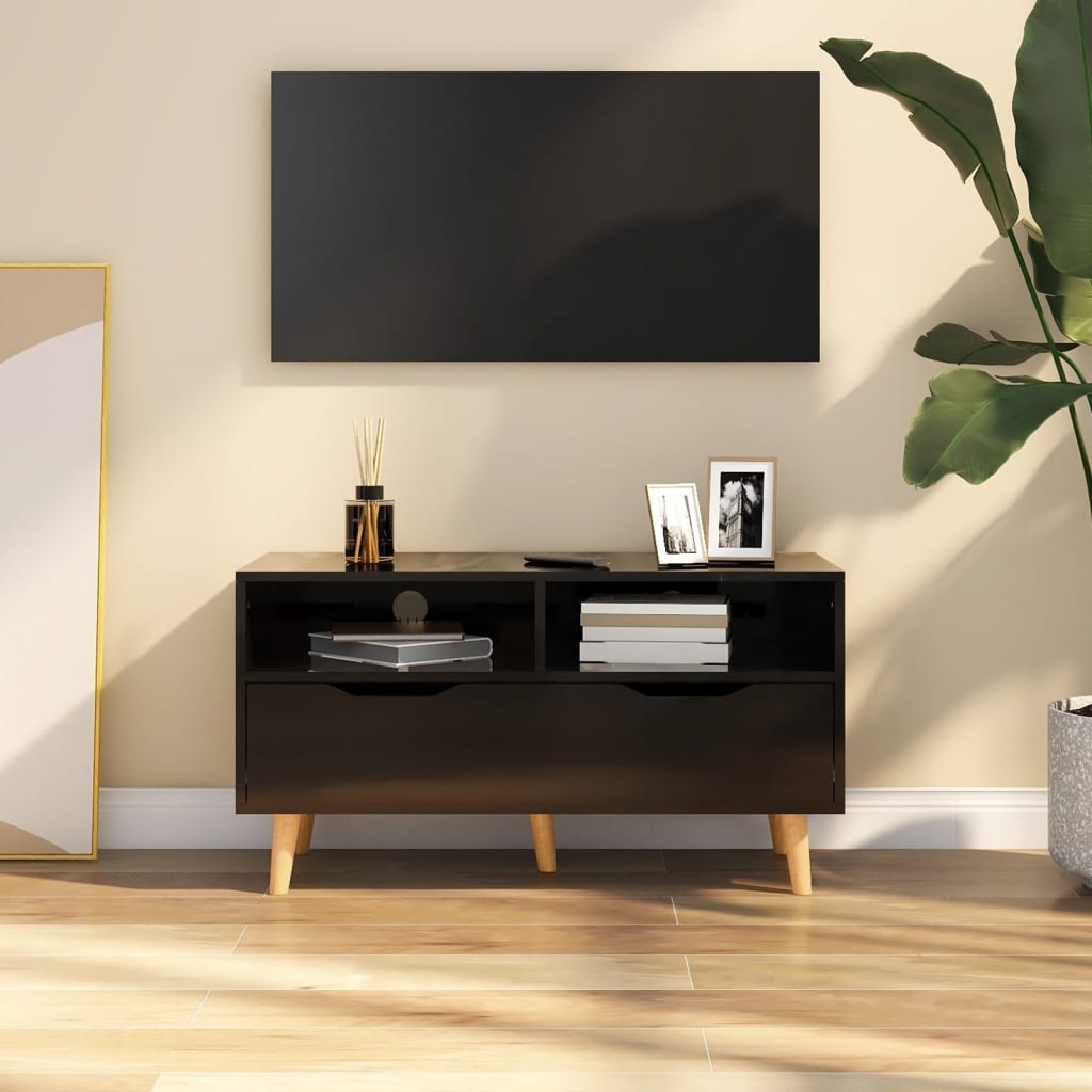 vidaXL Tv-meubel 90x40x48,5 cm bewerkt hout hoogglans zwart