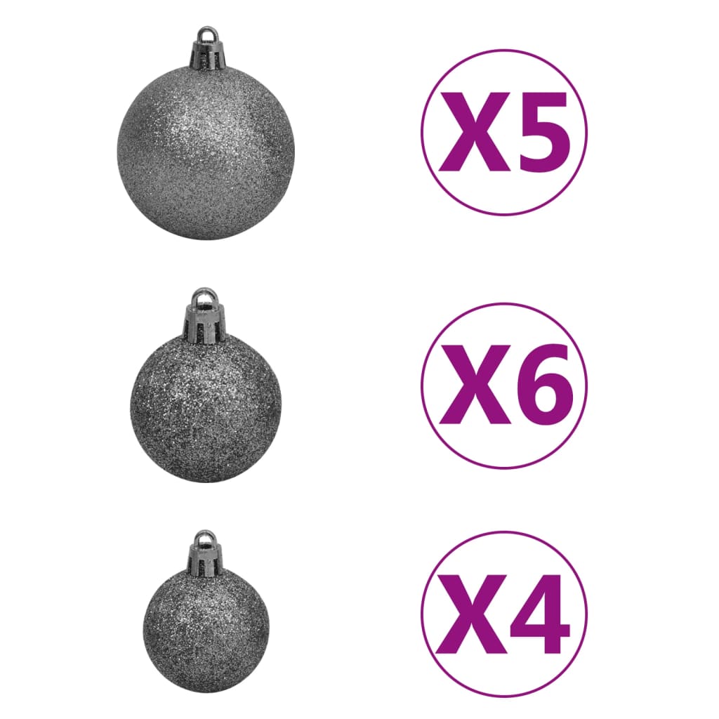 vidaXL Kunstkerstboom met verlichting en kerstballen smal 210 cm wit