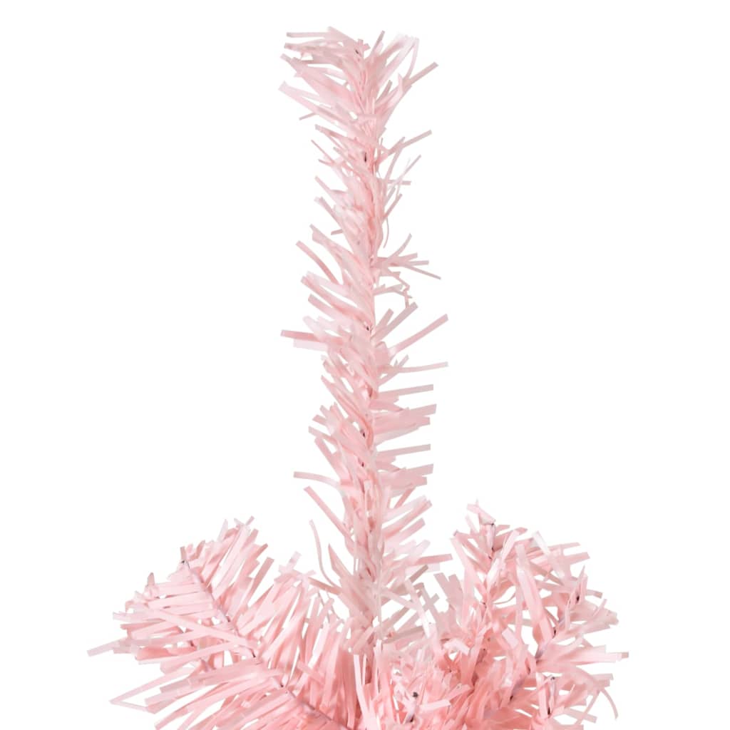 vidaXL Kunstkerstboom half met standaard smal 240 cm roze
