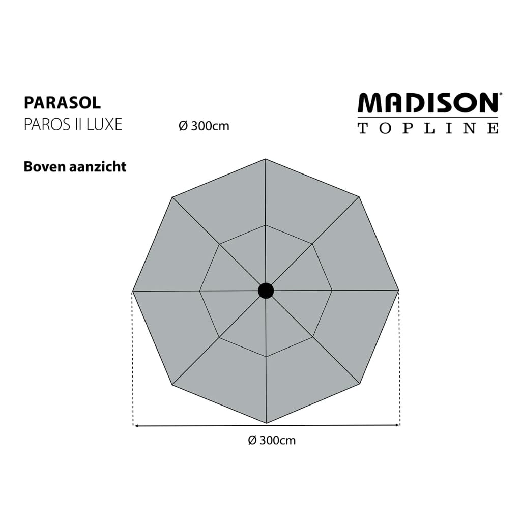 Madison Parasol Paros II Luxe 300 cm lichtgrijs