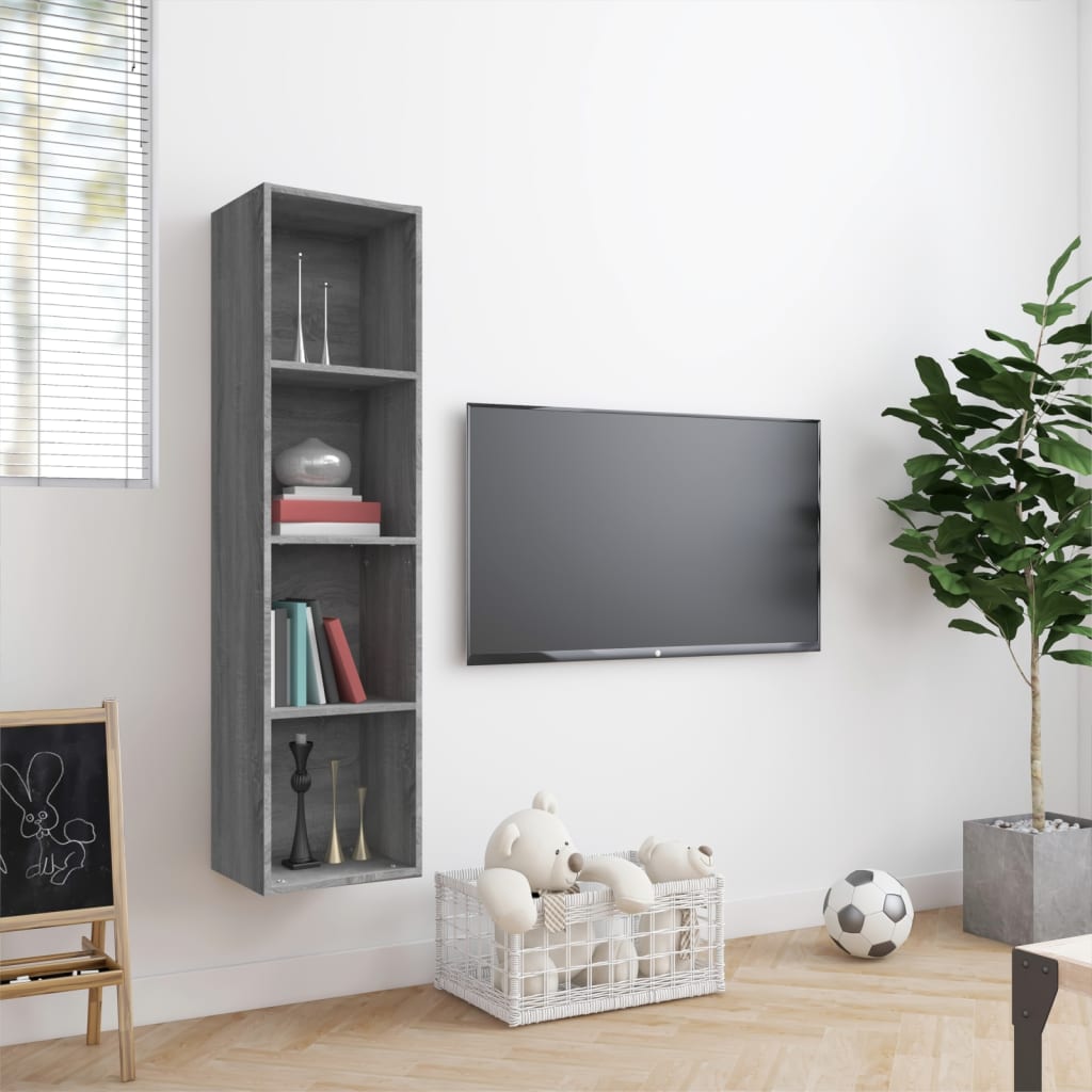 vidaXL Boekenkast/tv-meubel 143x30x36 cm bewerkt hout grijs sonoma