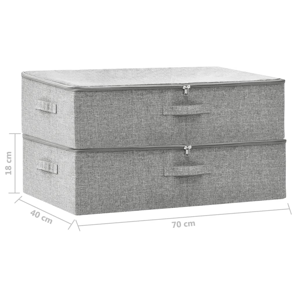vidaXL Opbergboxen 2 st 70x40x18 cm stof grijs