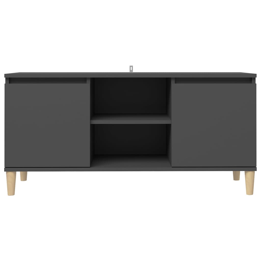 vidaXL Tv-meubel met massief houten poten 103,5x35x50 cm grijs
