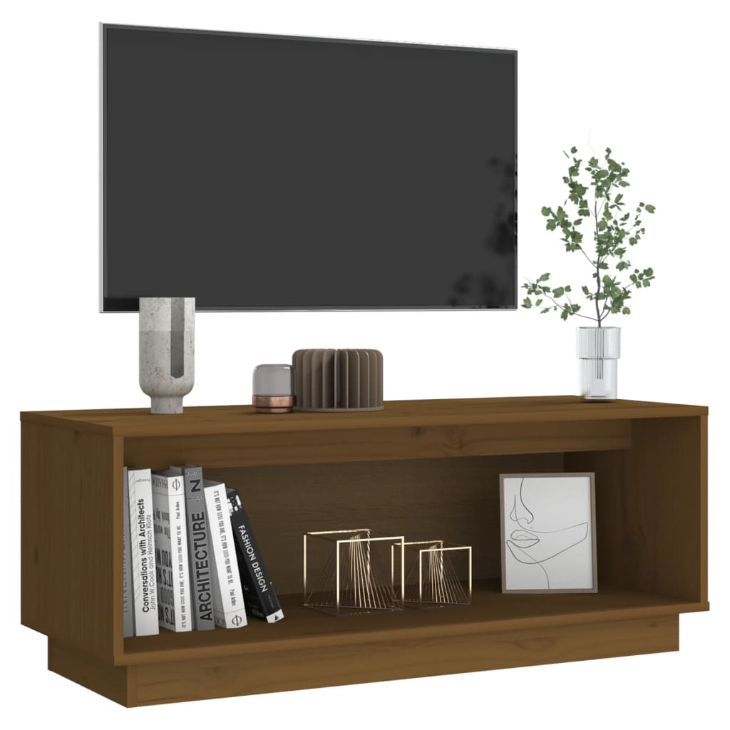 vidaXL Tv-meubel 90x35x35 cm massief grenenhout honingbruin