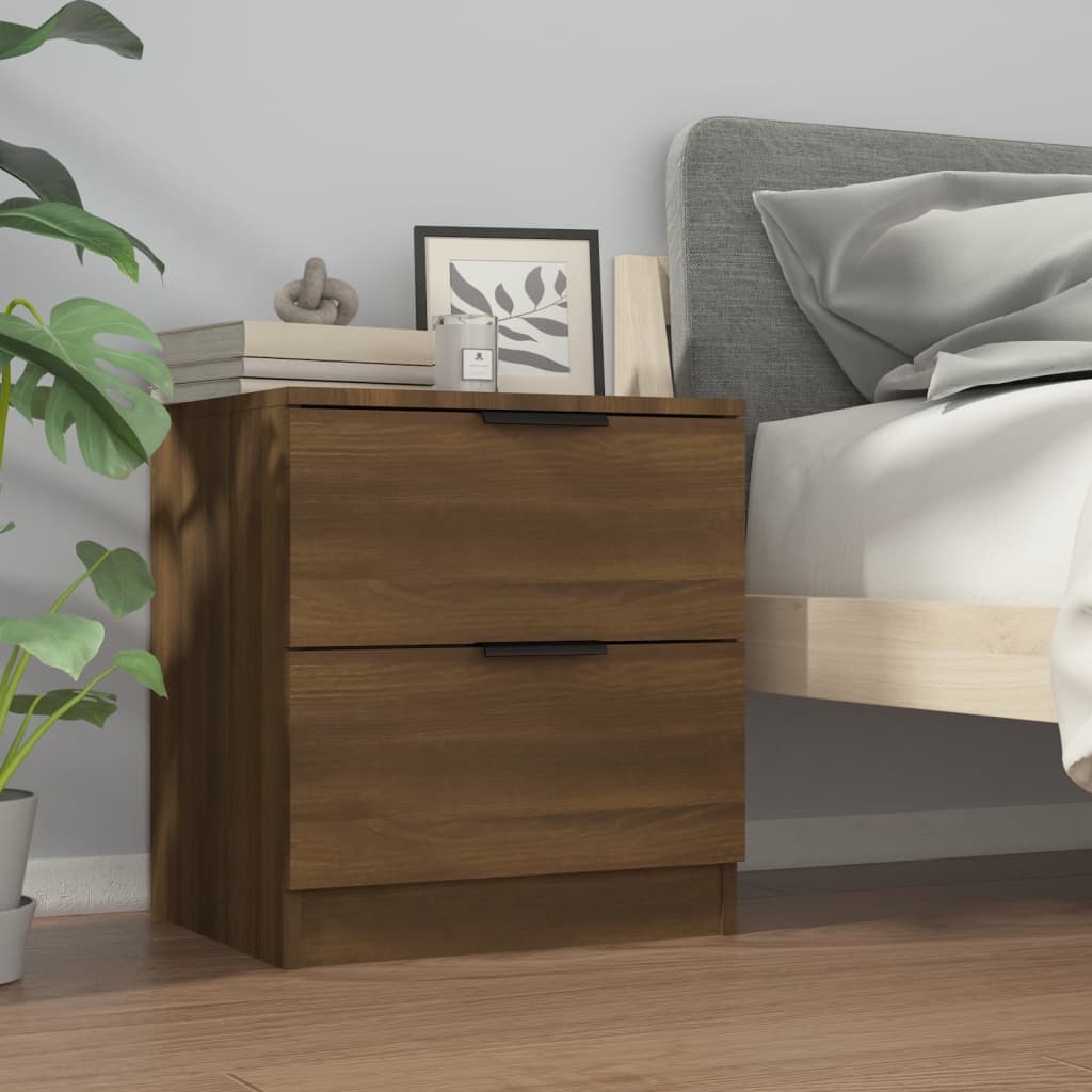 vidaXL Nachtkastjes 2 st bewerkt hout bruineikenkleurig