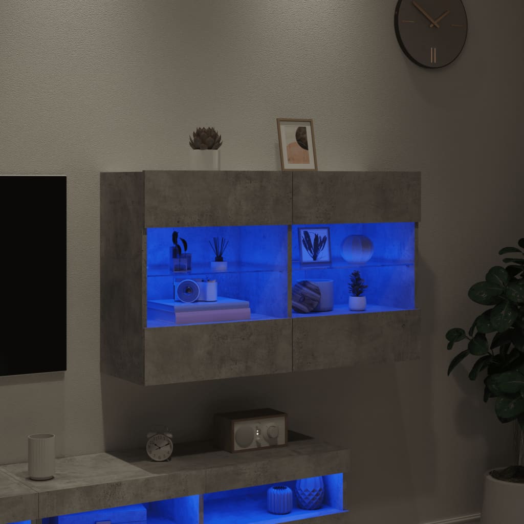 vidaXL Tv-wandmeubel met LED-verlichting 98,5x30x60,5 cm betongrijs