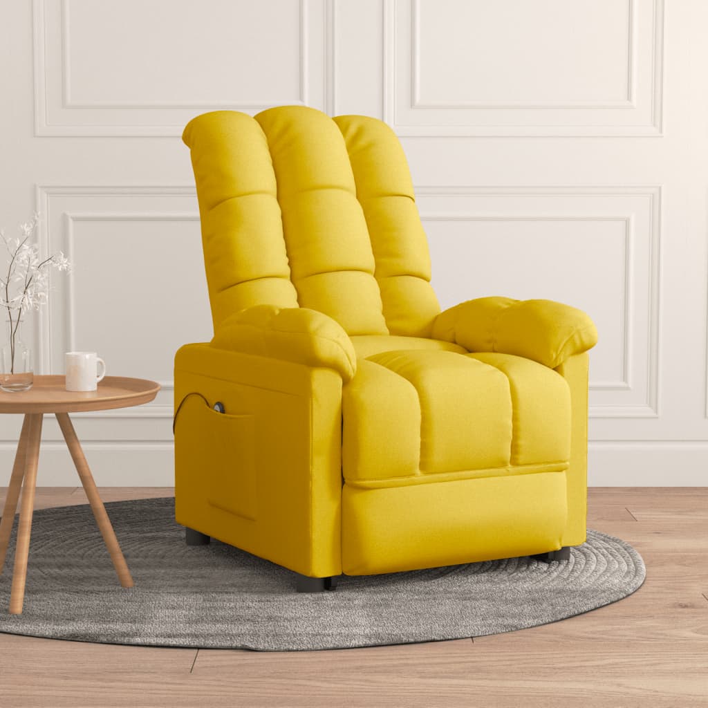 vidaXL Sta-op-stoel verstelbaar stof geel