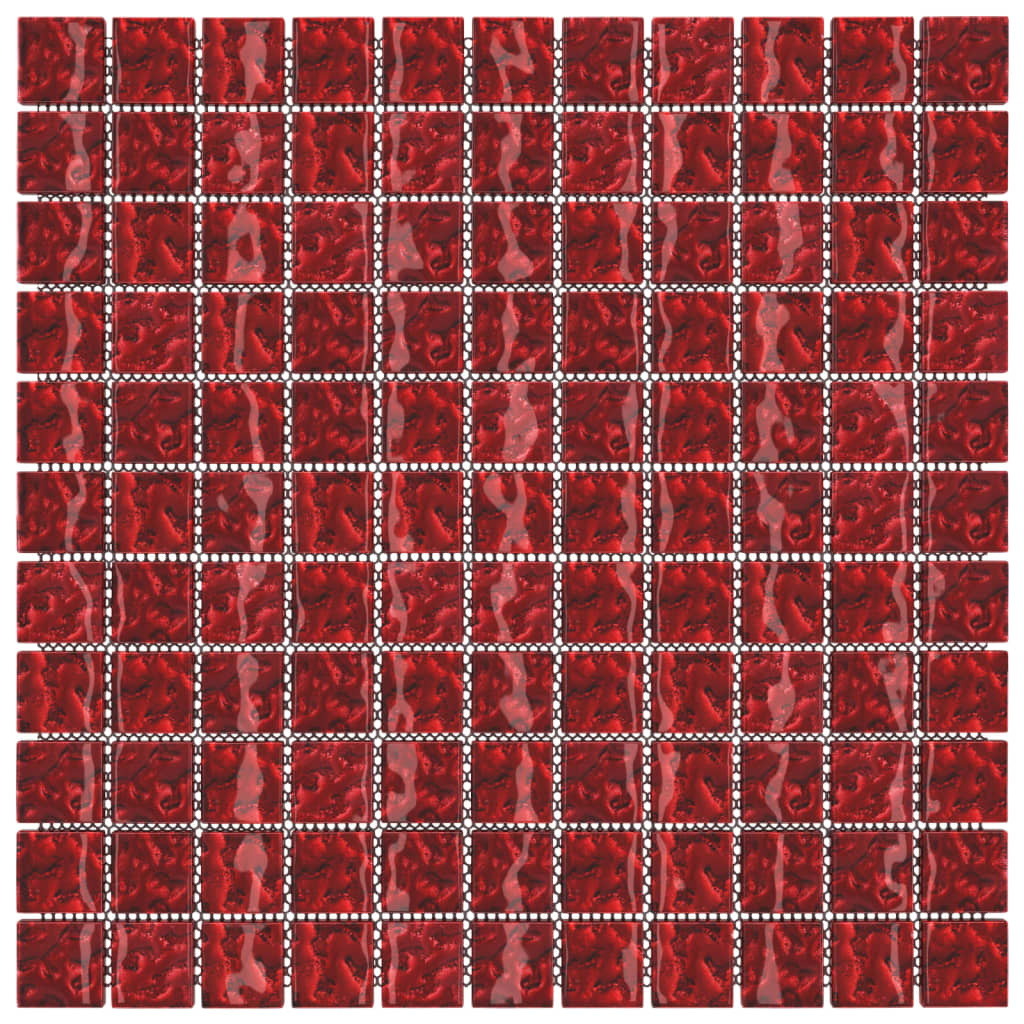 vidaXL Mozaïektegels 11 st 30x30 cm glas rood