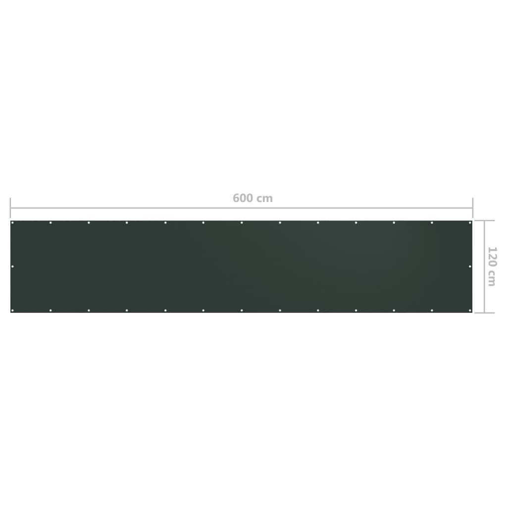 vidaXL Balkonscherm 120x600 cm oxford stof donkergroen