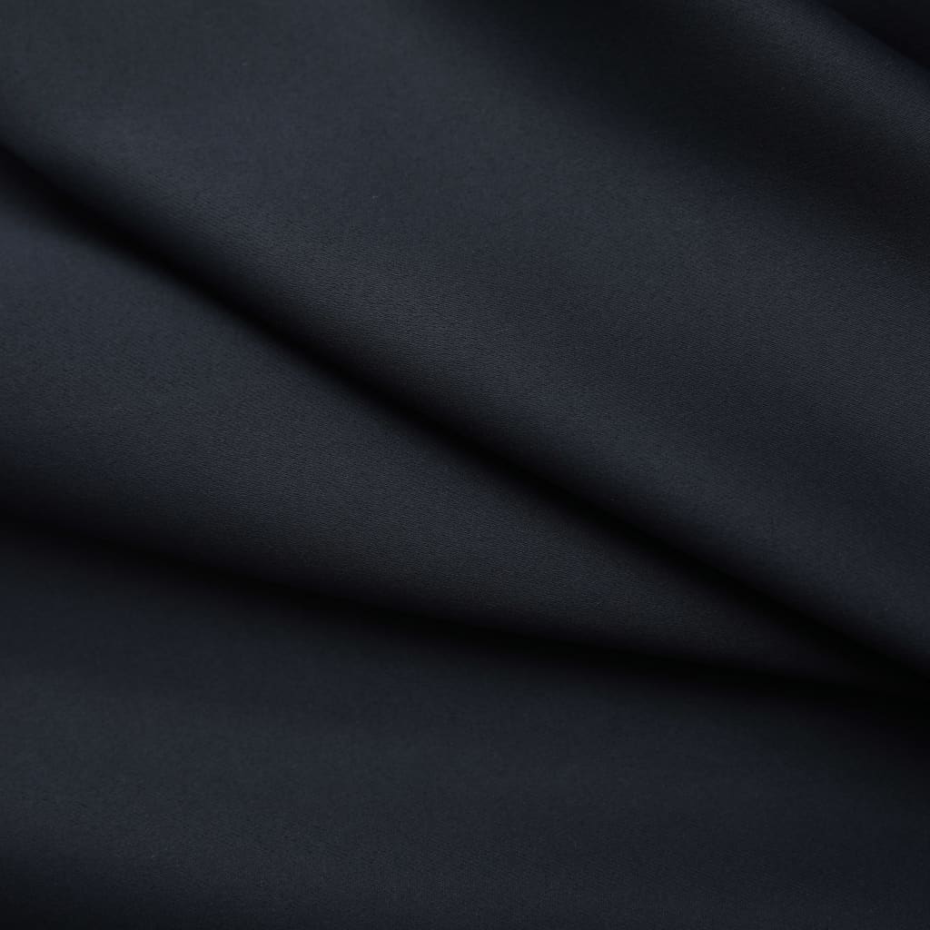 vidaXL Gordijnen verduisterend met haken 2 st 140x175 cm zwart