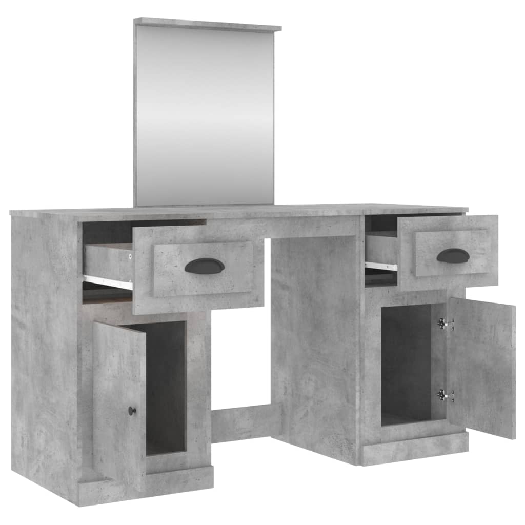 vidaXL Kaptafel met spiegel 130x50x132,5 cm betongrijs