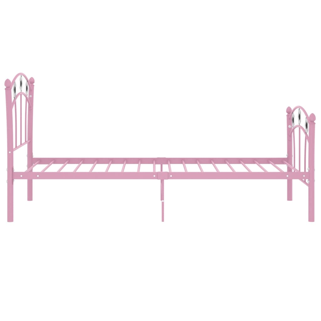 vidaXL Bedframe met voetbaldesign metaal roze 90x200 cm