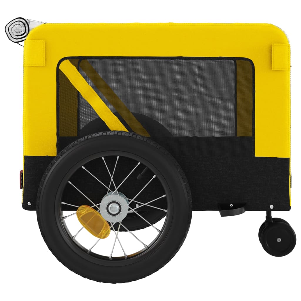 vidaXL Hondenfietstrailer oxford stof en ijzer geel en zwart