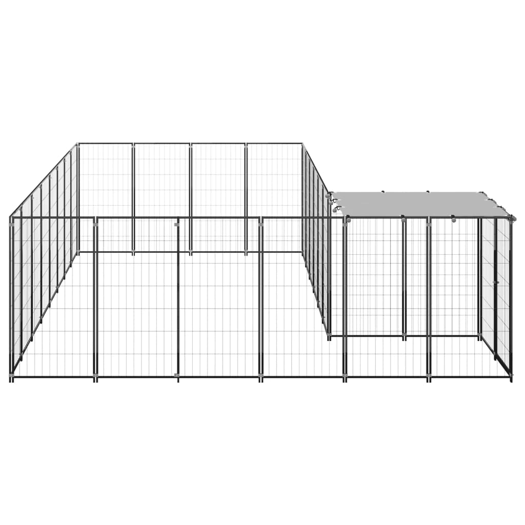 vidaXL Hondenkennel 10,89 m² staal zwart