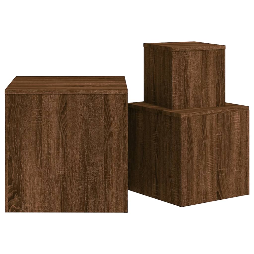 vidaXL Bijzettafels 3 st bewerkt hout bruin eikenkleur