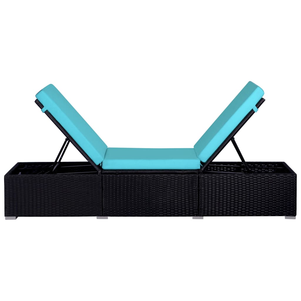 vidaXL 9-delige Loungeset met kussens poly rattan blauw
