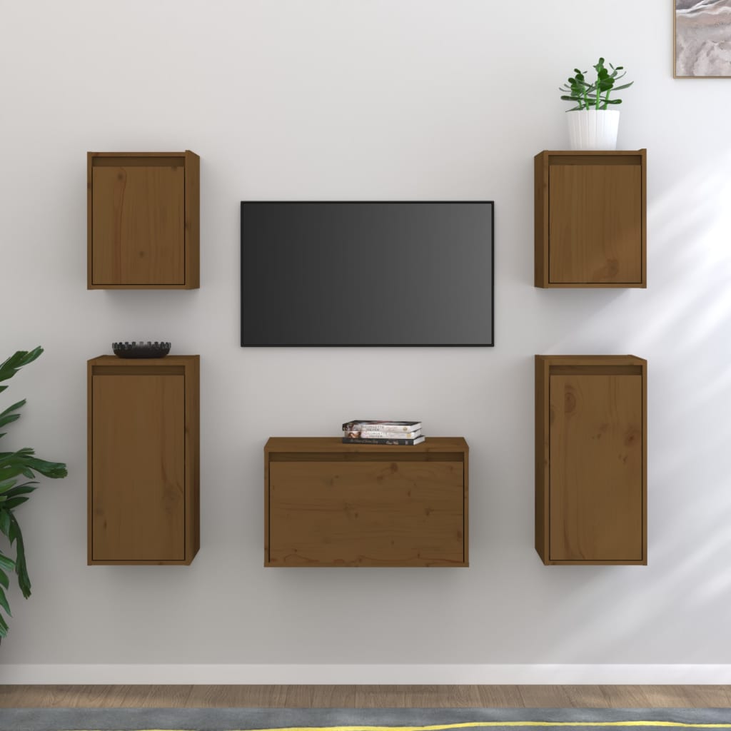 vidaXL Tv-meubelen 5 st massief grenenhout honingbruin