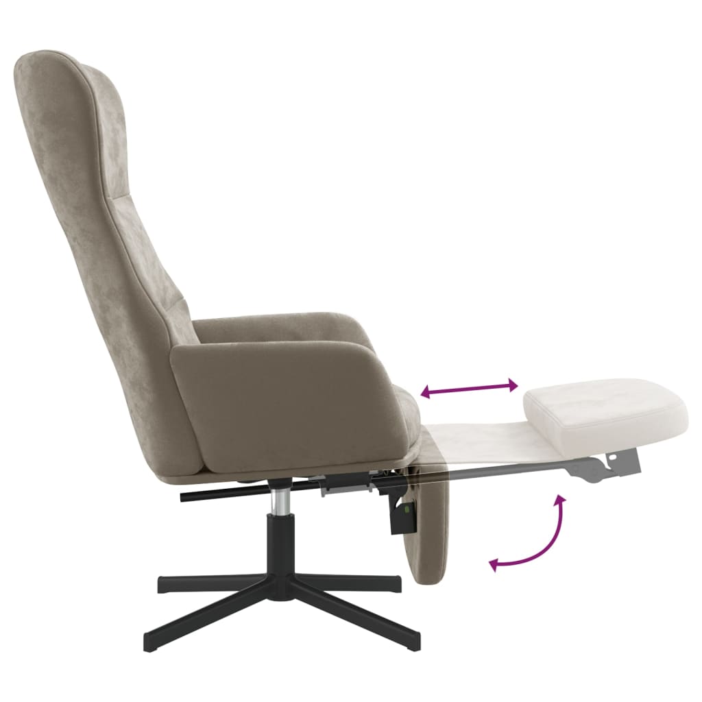vidaXL Relaxstoel met voetenbank fluweel lichtgrijs