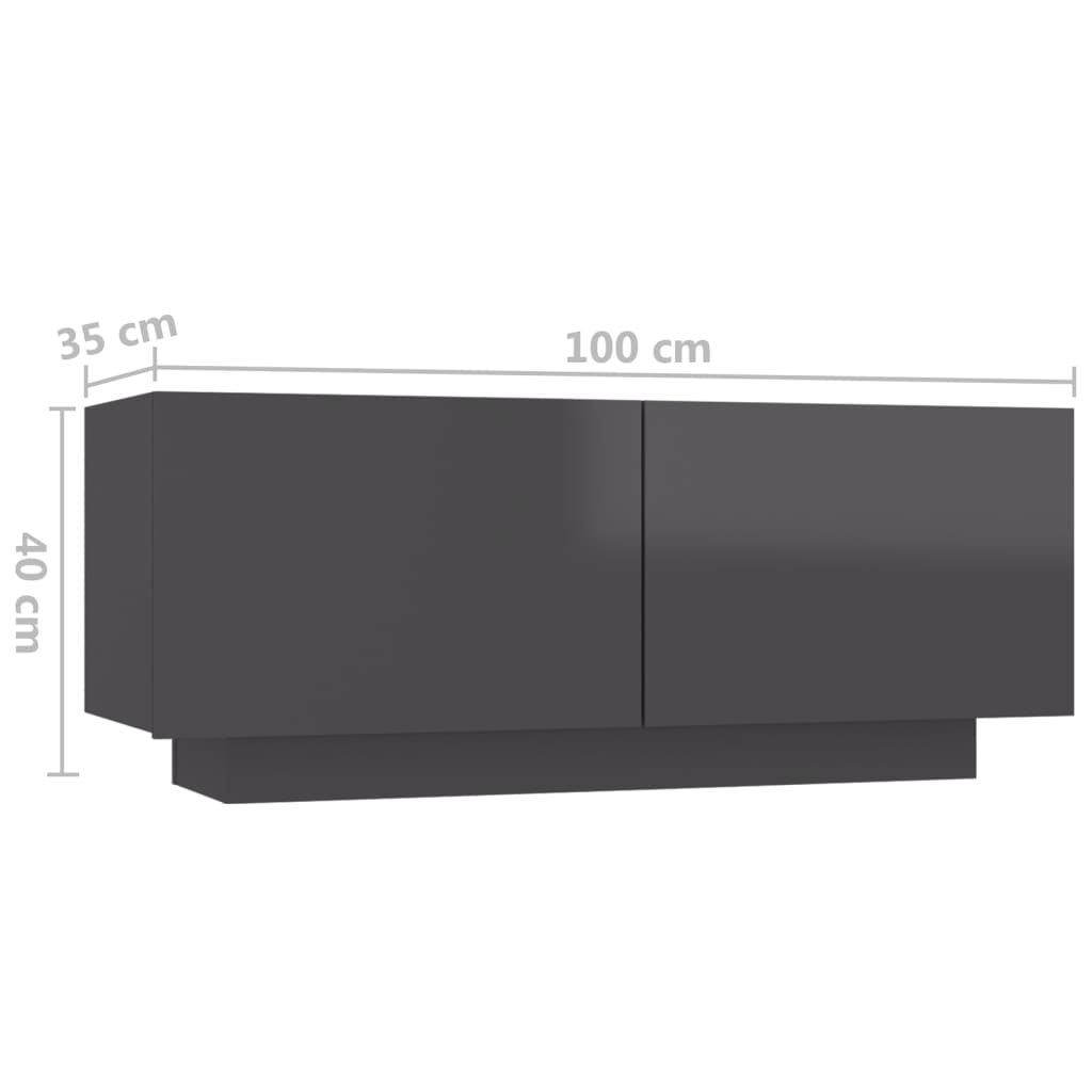 vidaXL Tv-meubel 100x35x40 cm spaanplaat hoogglans grijs