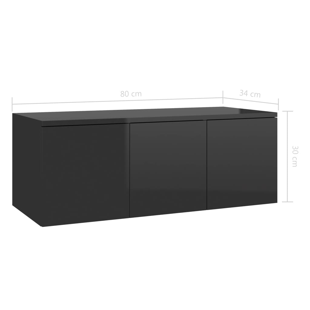 vidaXL Tv-meubel 80x34x30 cm spaanplaat hoogglans zwart