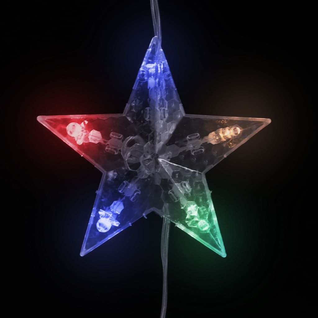 vidaXL Lichtsnoergordijn sterren met 200 LED's 8 functies meerkleurig
