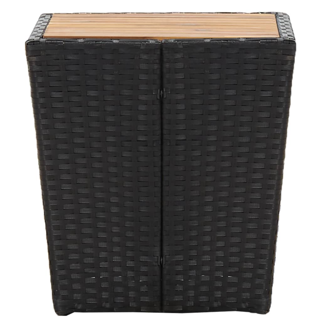 vidaXL Theetafel 41,5x41,5x43 cm poly rattan massief acaciahout zwart