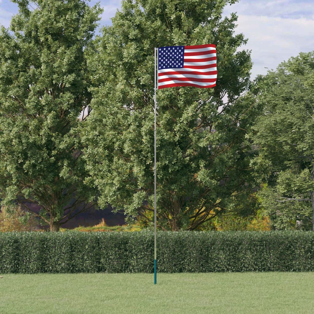 vidaXL Vlag met vlaggenmast Verenigde Staten 5,55 m aluminium