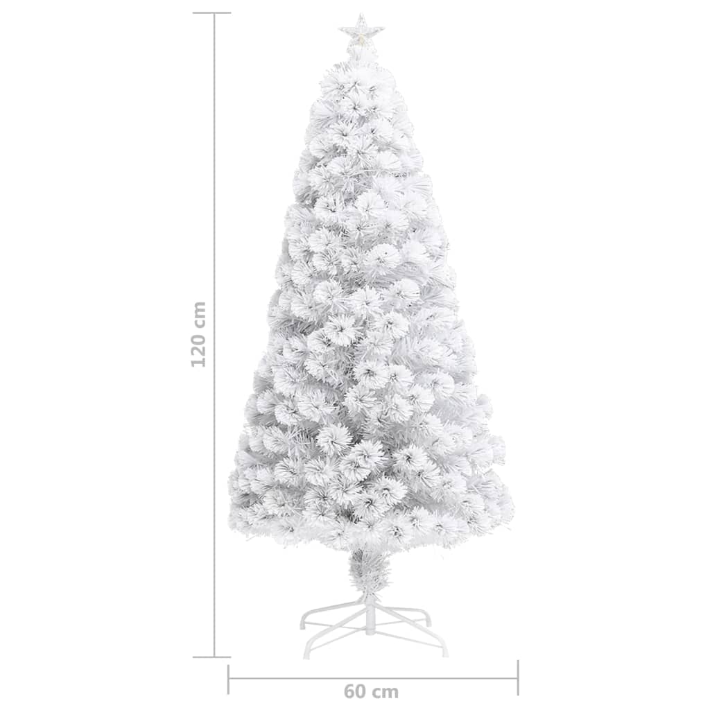 vidaXL Kunstkerstboom met verlichting 120 cm glasvezel wit