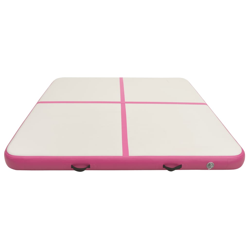vidaXL Gymnastiekmat met pomp opblaasbaar 200x200x15 cm PVC roze