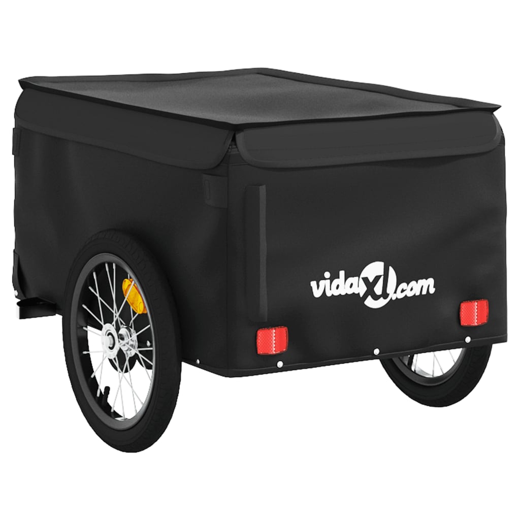 vidaXL Fietstrailer 45 kg ijzer zwart