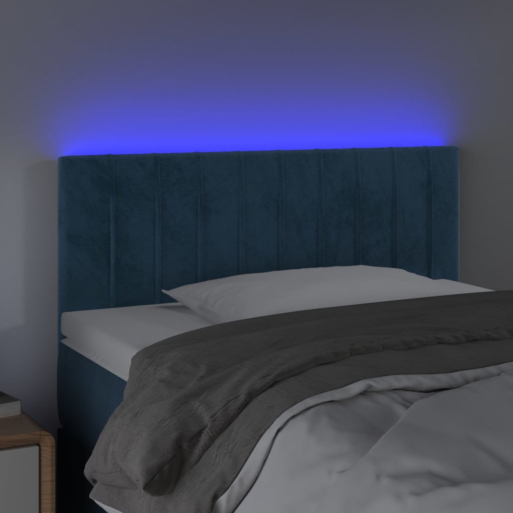 vidaXL Hoofdbord LED 80x5x78/88 cm fluweel donkerblauw