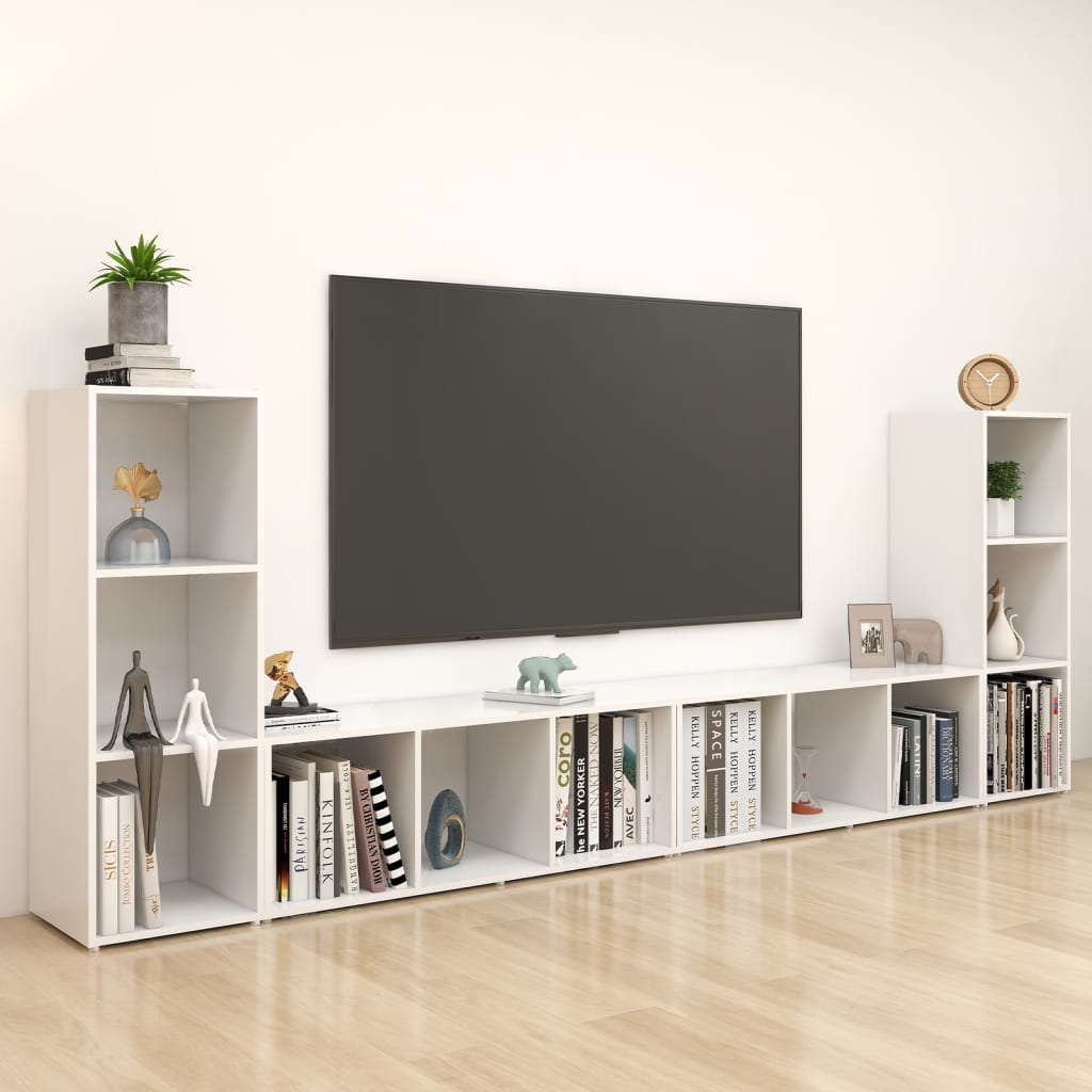 vidaXL Tv-meubelen 4 st 107x35x37 cm bewerkt hout wit