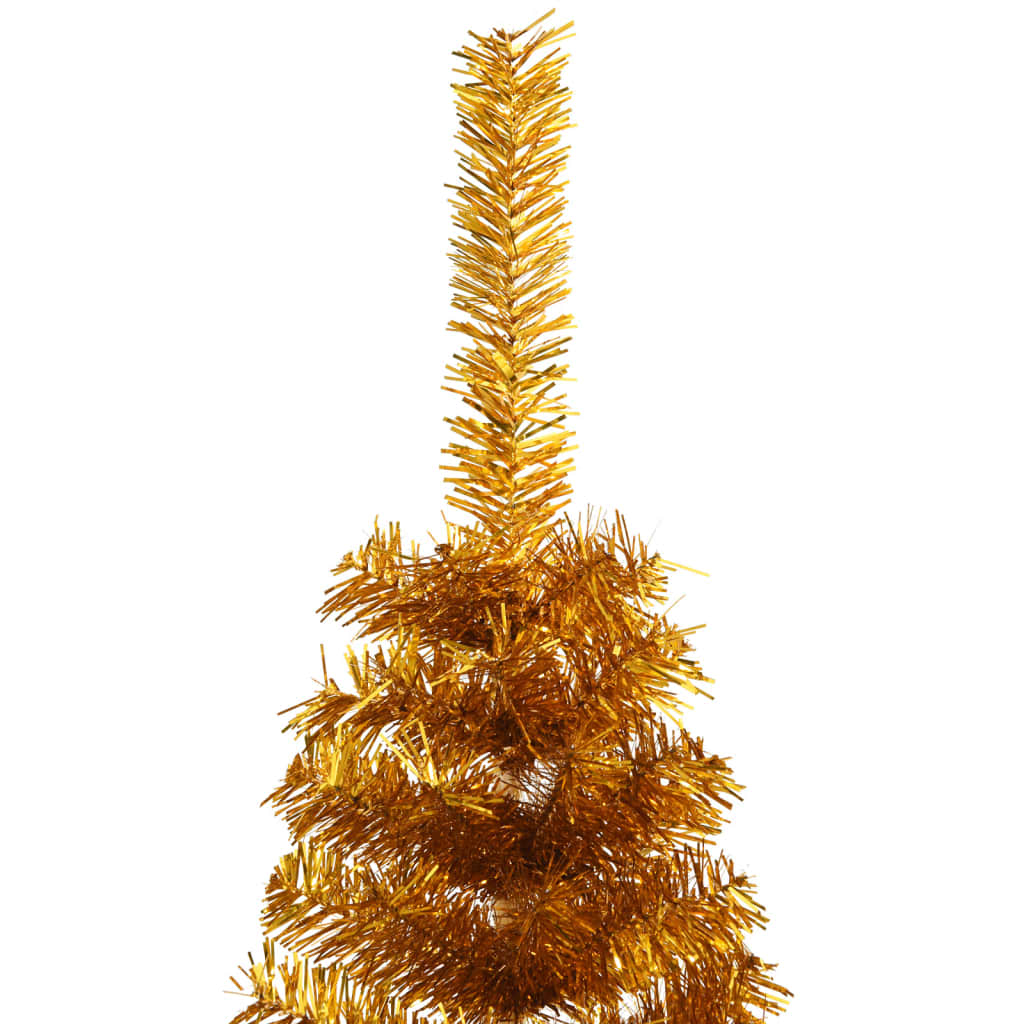 vidaXL Kunstkerstboom half met standaard 180 cm PET goudkleurig