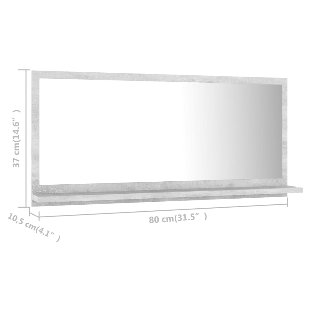 vidaXL Badkamerspiegel 80x10,5x37 cm spaanplaat betongrijs