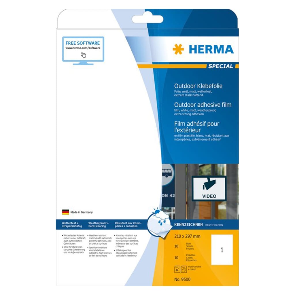 HERMA Folie-etiketten weerbestendig 10 vellen A4 210x297 mm wit