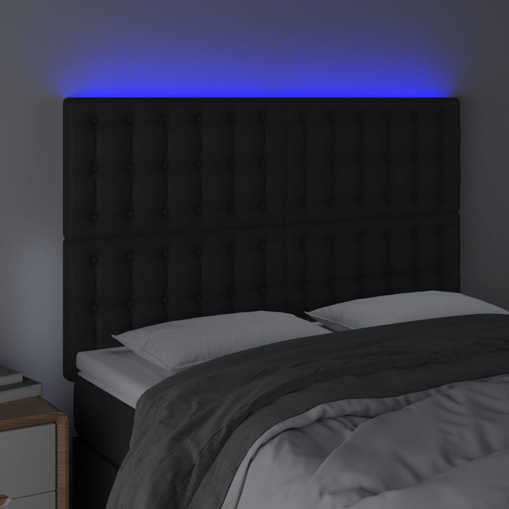 vidaXL Hoofdbord LED 144x5x118/128 cm kunstleer zwart