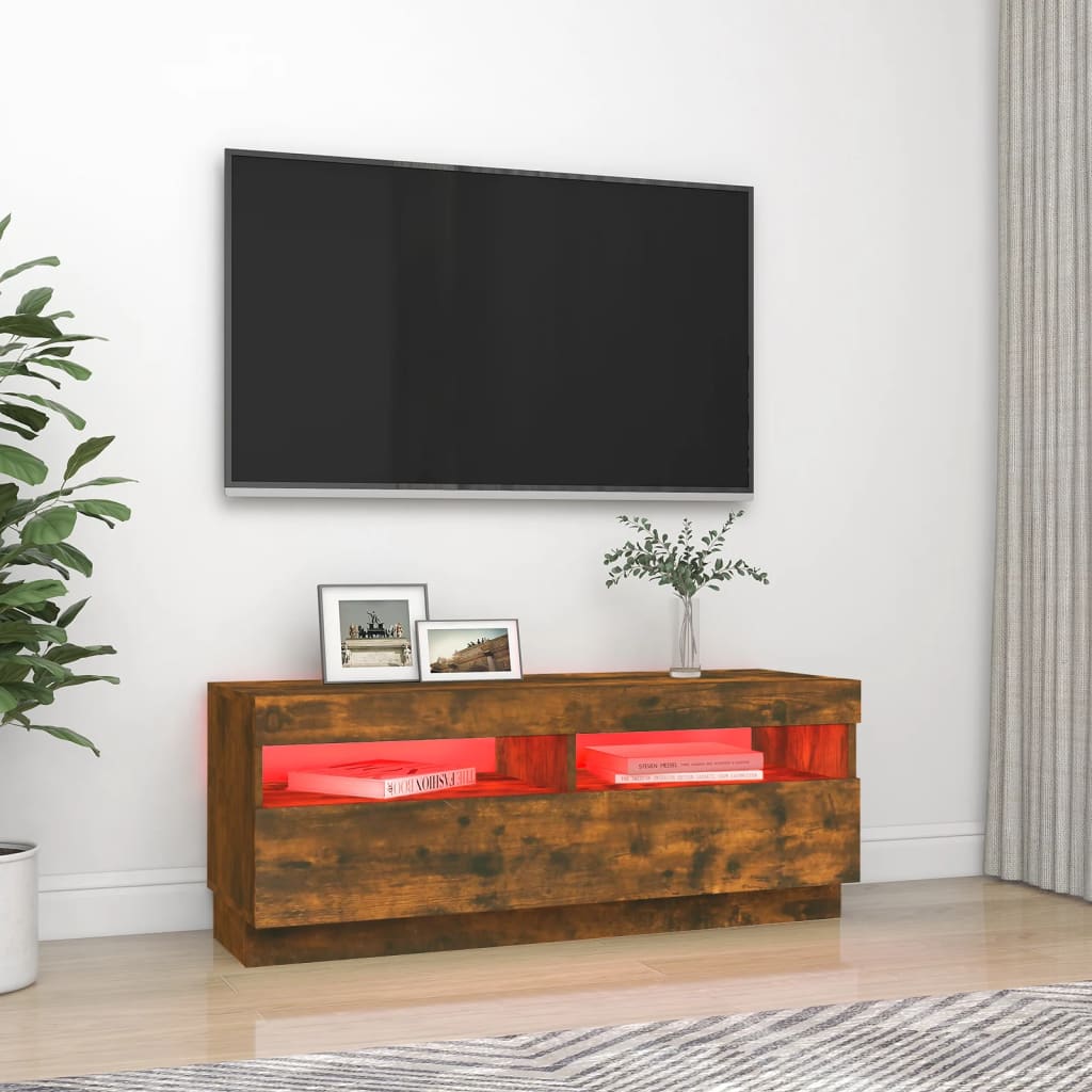 vidaXL Tv-meubel met LED-verlichting 100x35x40 cm gerookt eikenkleurig