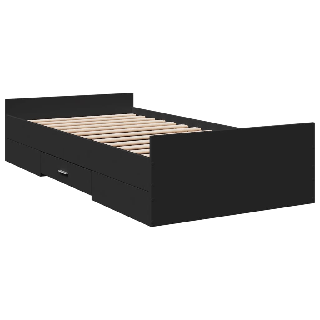 vidaXL Bedframe met lades bewerkt hout zwart 100x200 cm