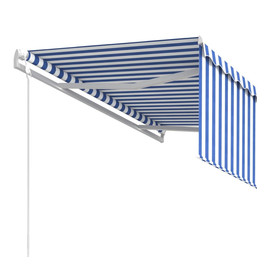 vidaXL Luifel automatisch uittrekbaar met rolgordijn 3x2,5 m blauw wit