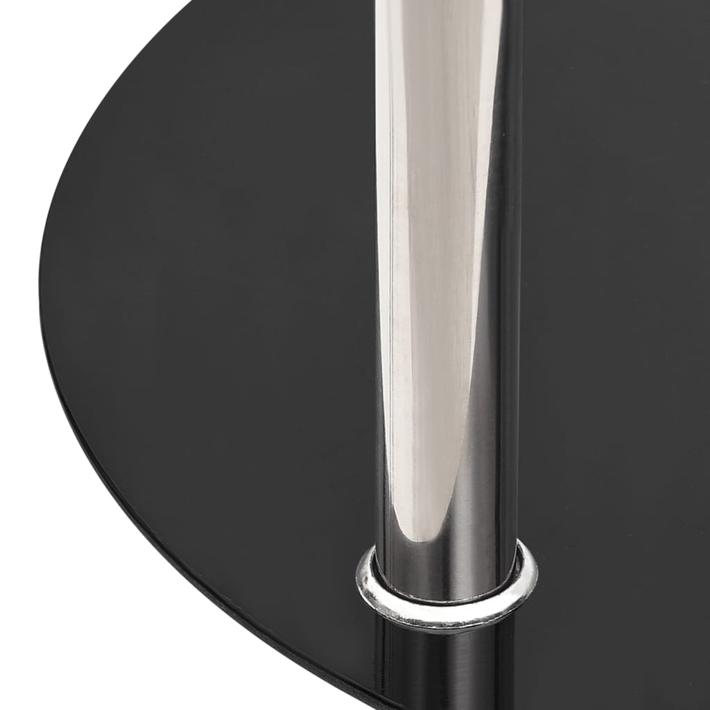 vidaXL Bijzettafel 2-laags 38 cm gehard glas transparant en zwart