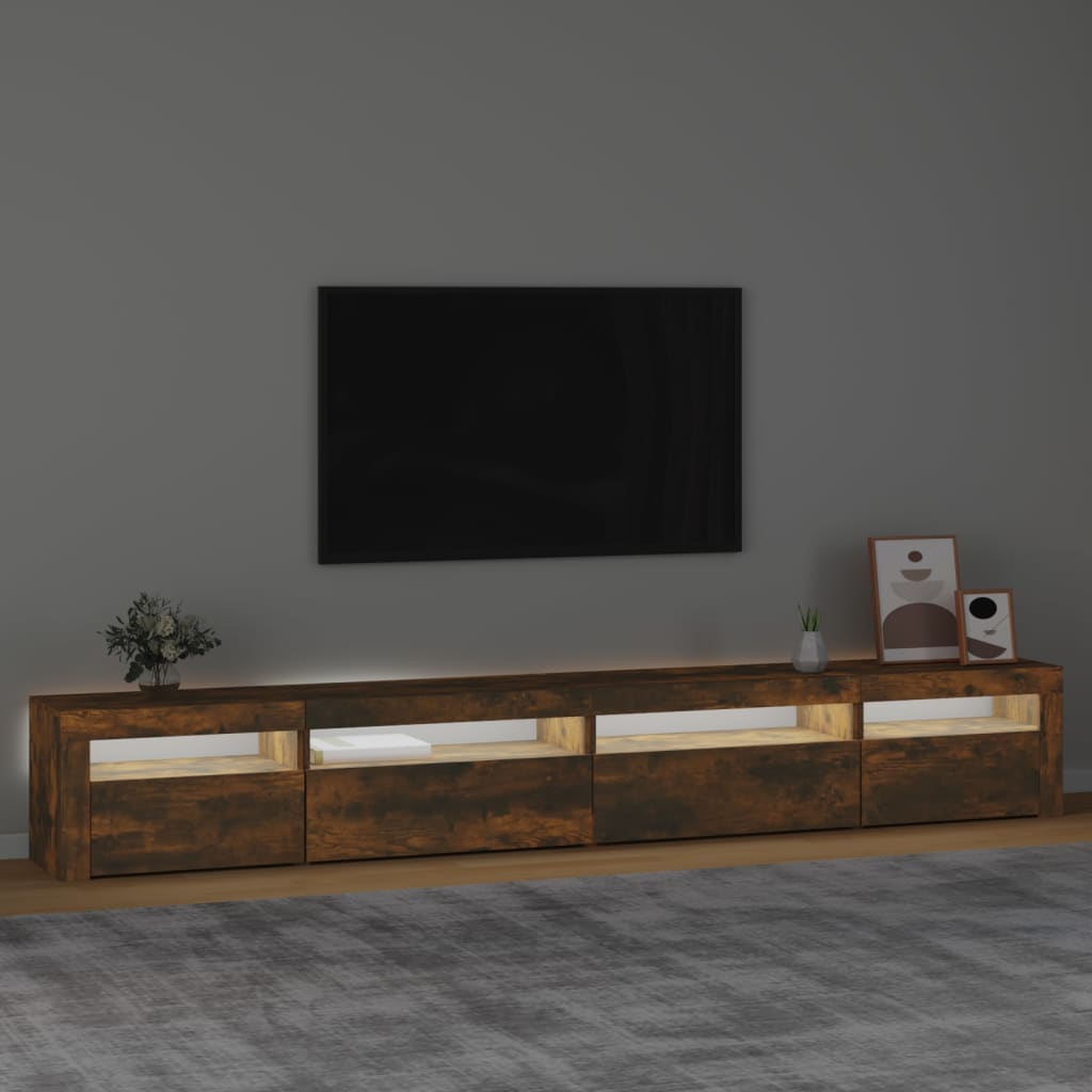 vidaXL Tv-meubel met LED-verlichting 270x35x40 cm gerookt eikenkleurig
