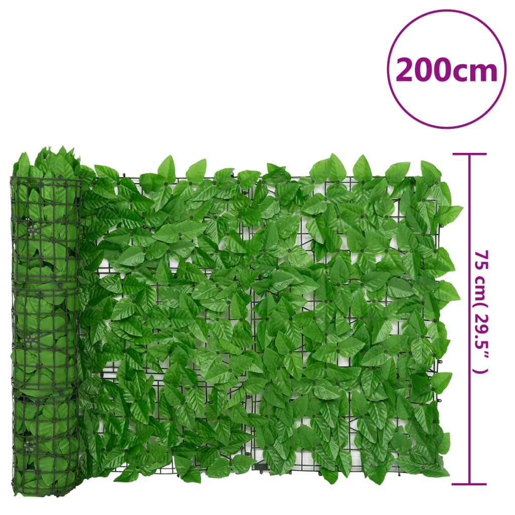 vidaXL Balkonscherm met groene bladeren 200x75 cm