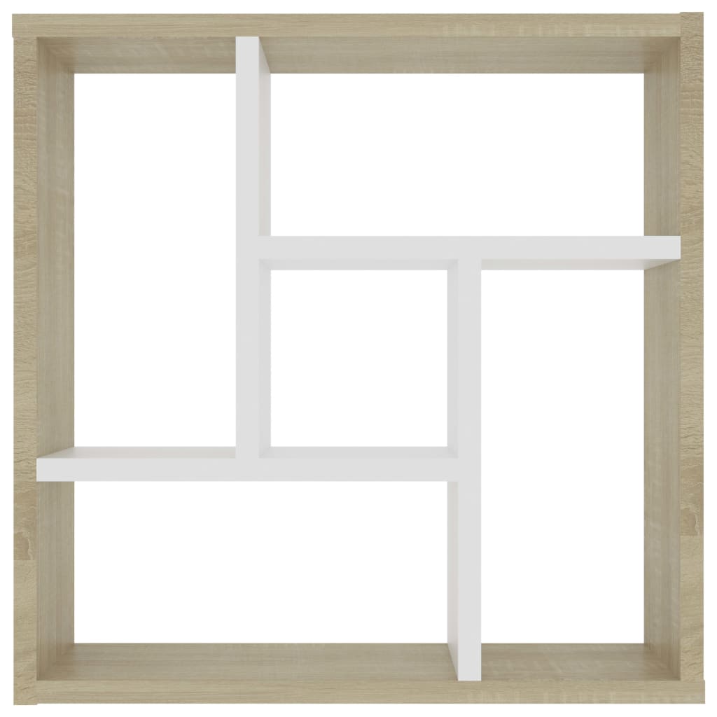vidaXL Wandschap 45,1x16x45,1 cm spaanplaat wit en sonoma eikenkleurig