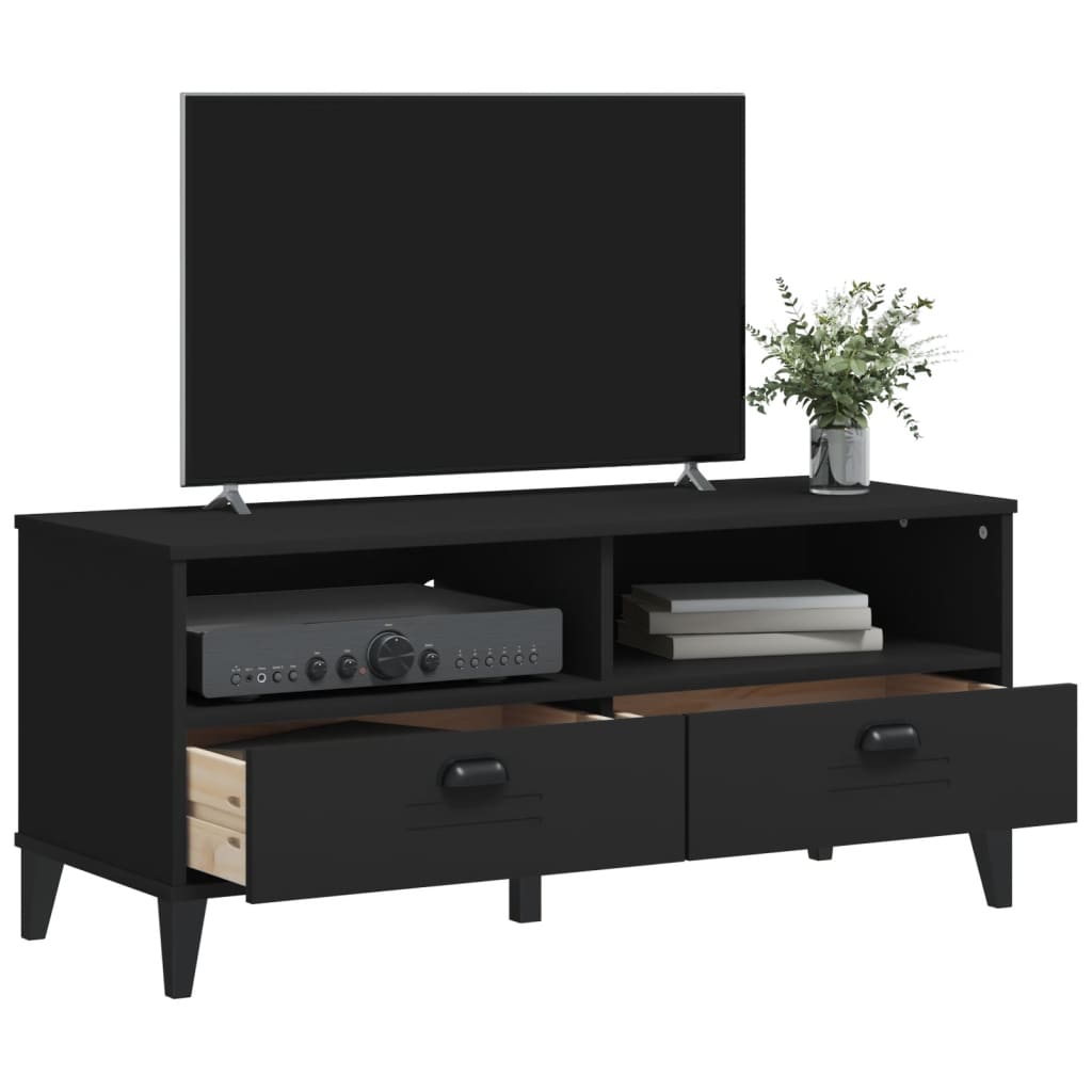 vidaXL Tv-meubel VIKEN massief grenenhout zwart