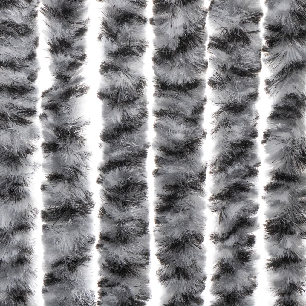 vidaXL Vliegengordijn 100x230 cm chenille grijs en zwart-wit