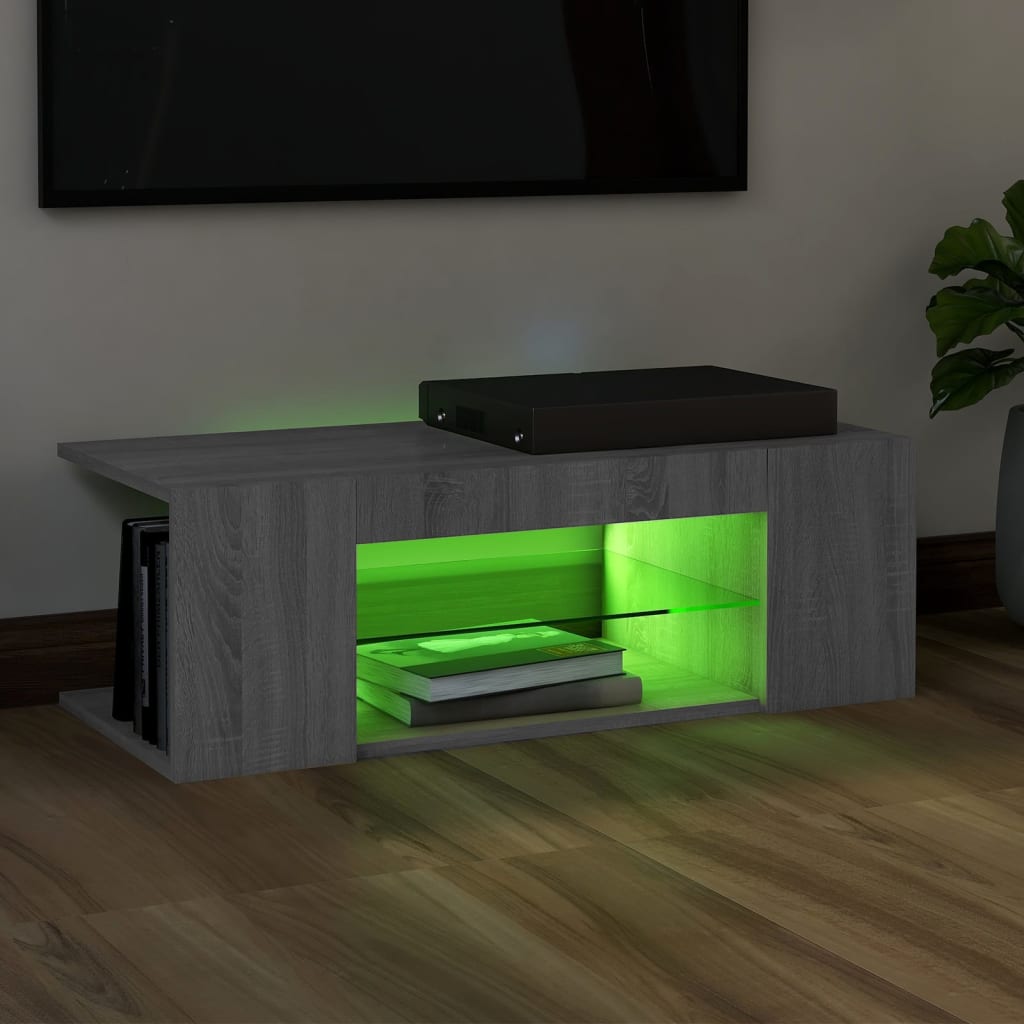 vidaXL Tv-meubel met LED-verlichting 90x39x30 cm grijs sonoma eiken