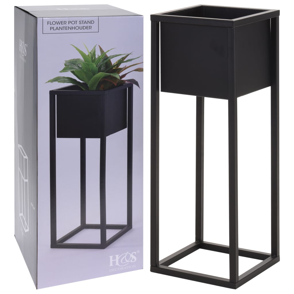 H&S Collection Bloempot op standaard 60 cm metaal zwart