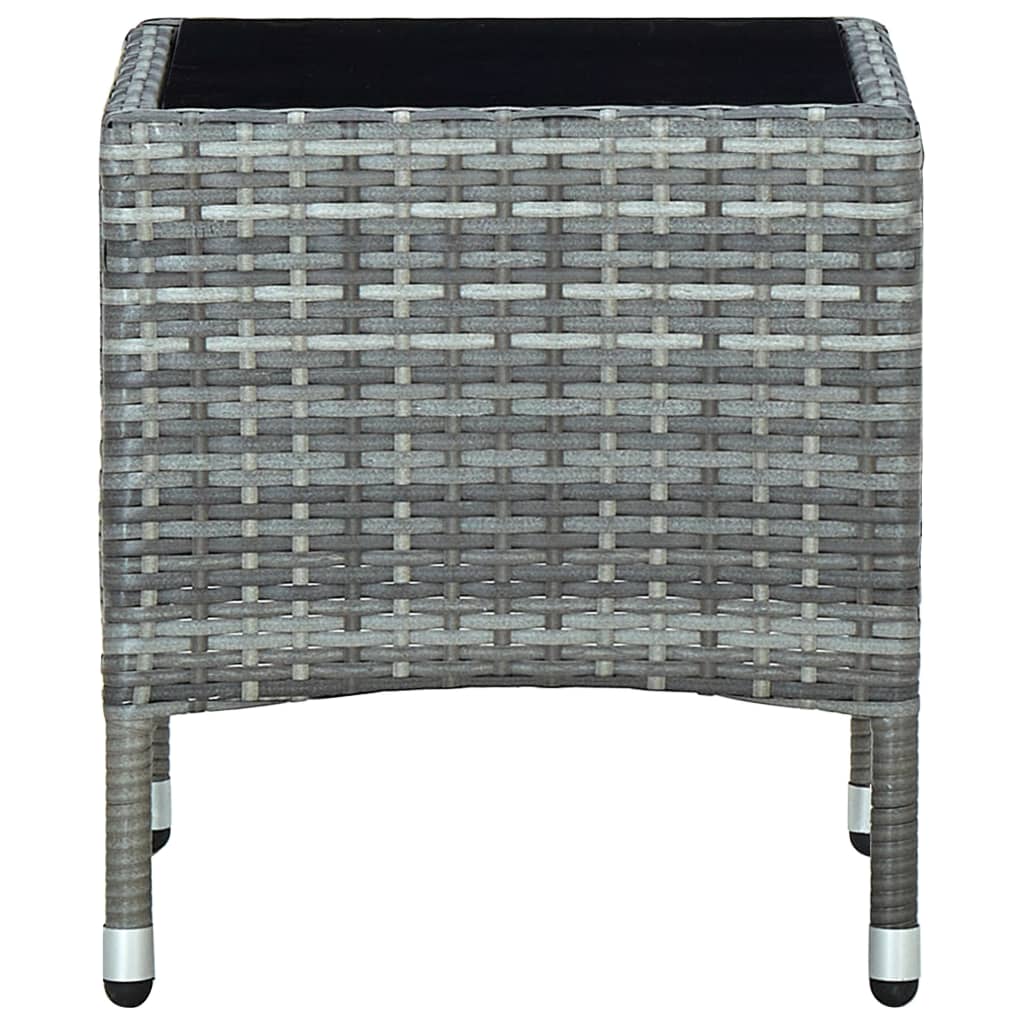 vidaXL Tuintafel 40x40x45 cm poly rattan grijs