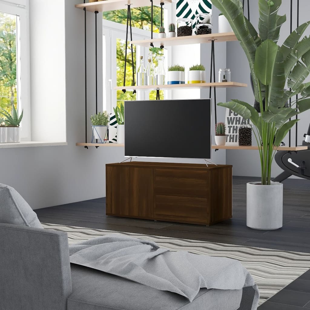 vidaXL Tv-meubel 80x34x36 cm bewerkt hout bruin eikenkleur