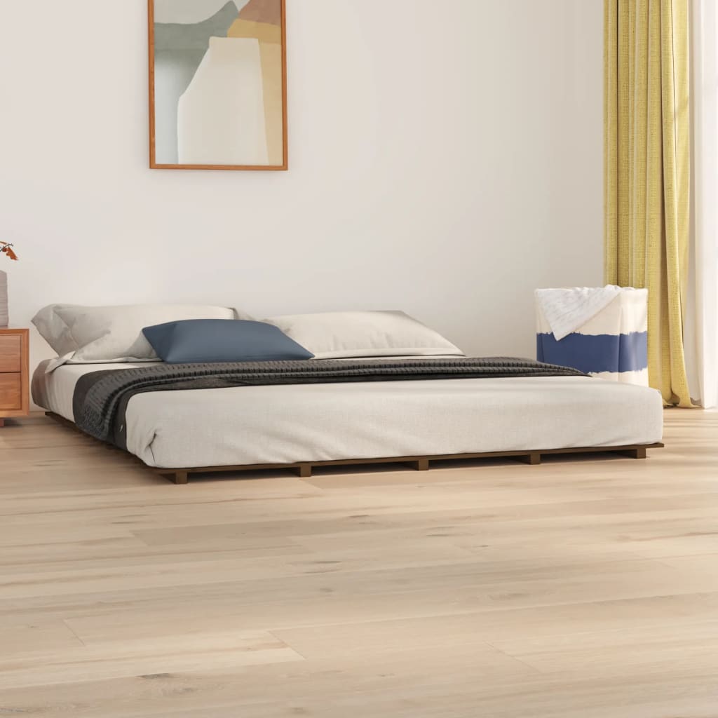 vidaXL Bedframe massief grenenhout honingbruin 200x200 cm